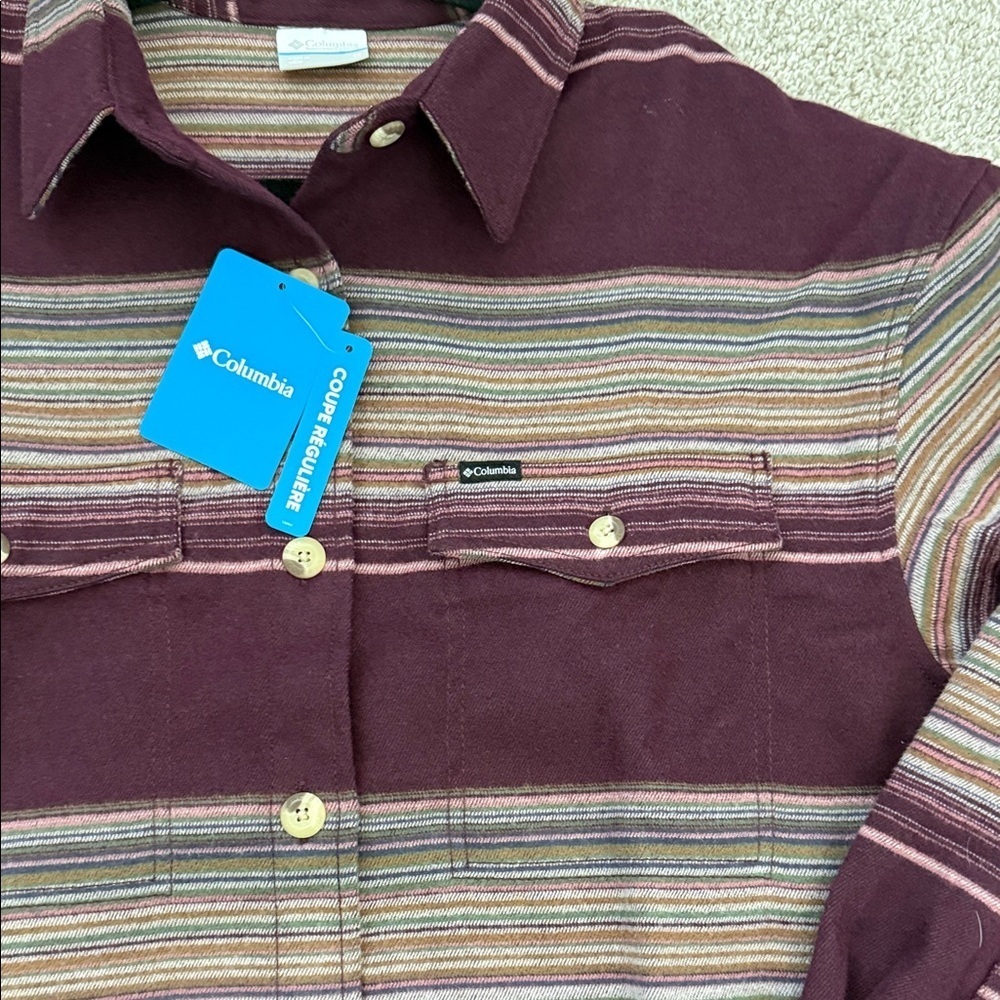 Columbia Callco Basin Maroon and Multicolor Striped Shirt jacket - Picture 5 of 8